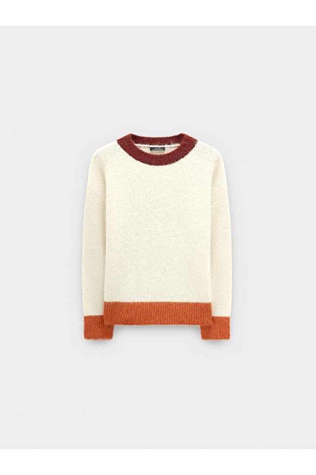 Kontrast Kenarlı Örme Kazak - 5