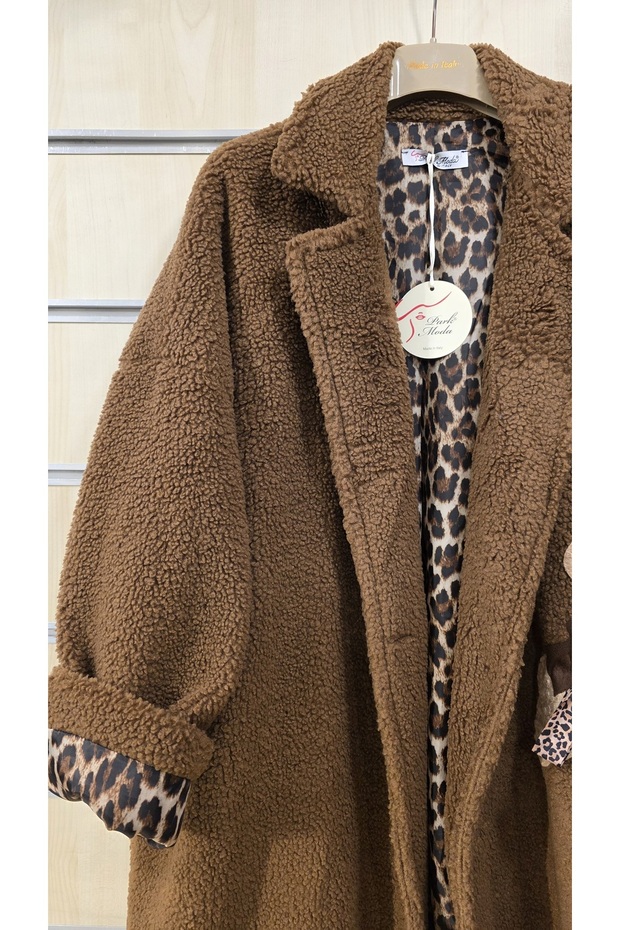 Plush Coat with Leopard Lining Inside - 2