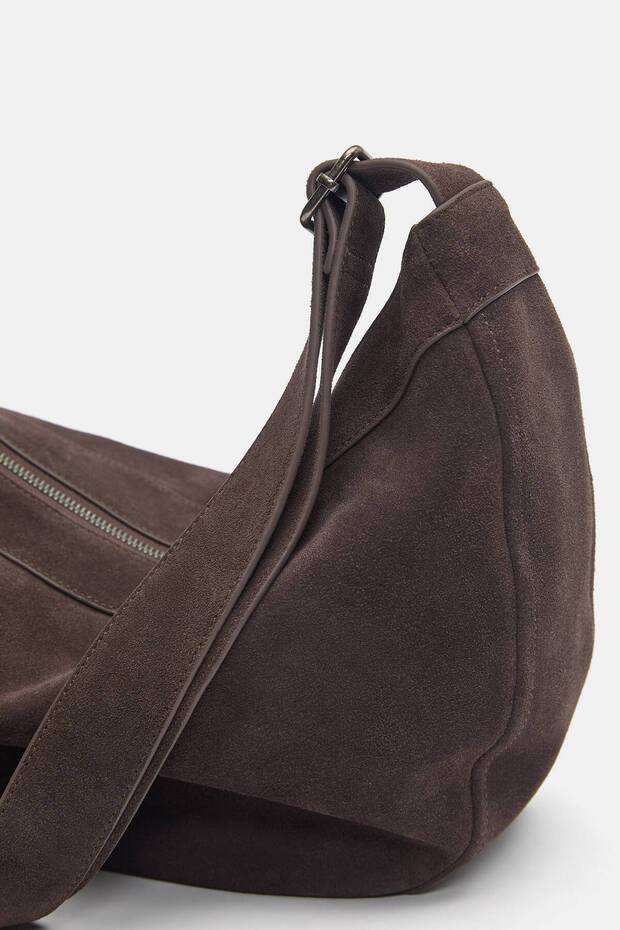 Yarım ay deri çapraz askılı çanta - 5