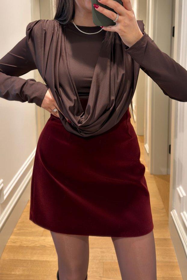 Special Series Velvet Design Skirt - Bordo