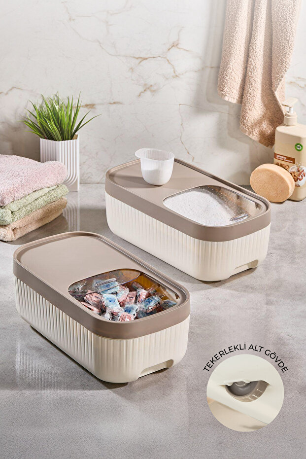 2-Piece Wheeled Sliding Lid Food Storage Container for Grains and Legumes, 7.5 Liters