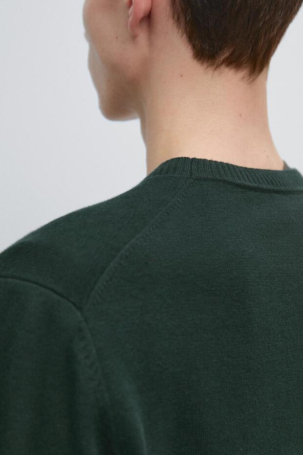 Bisiklet yaka pamuklu yünlü triko kazak - 4