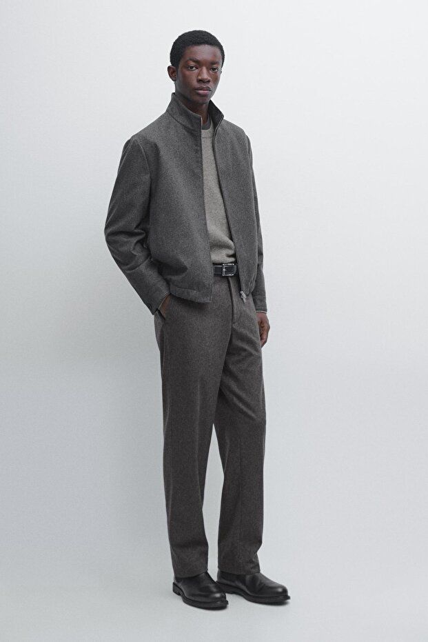 Yün karışımlı flanel pantolon - 1