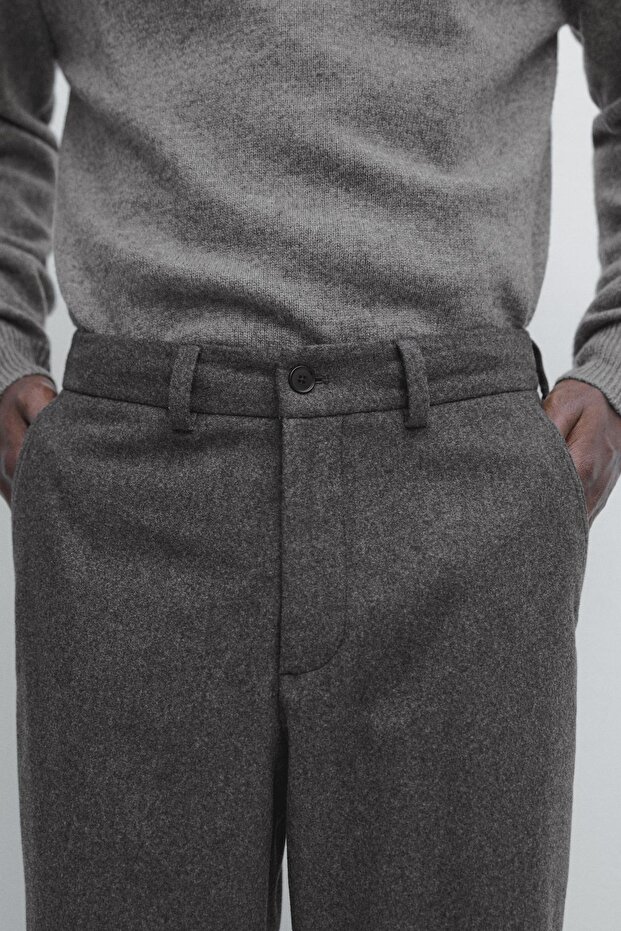 Yün karışımlı flanel pantolon - 4