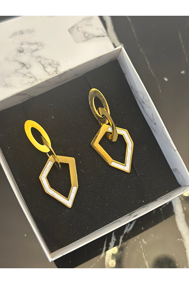 Geometric Cut Steel Earrings