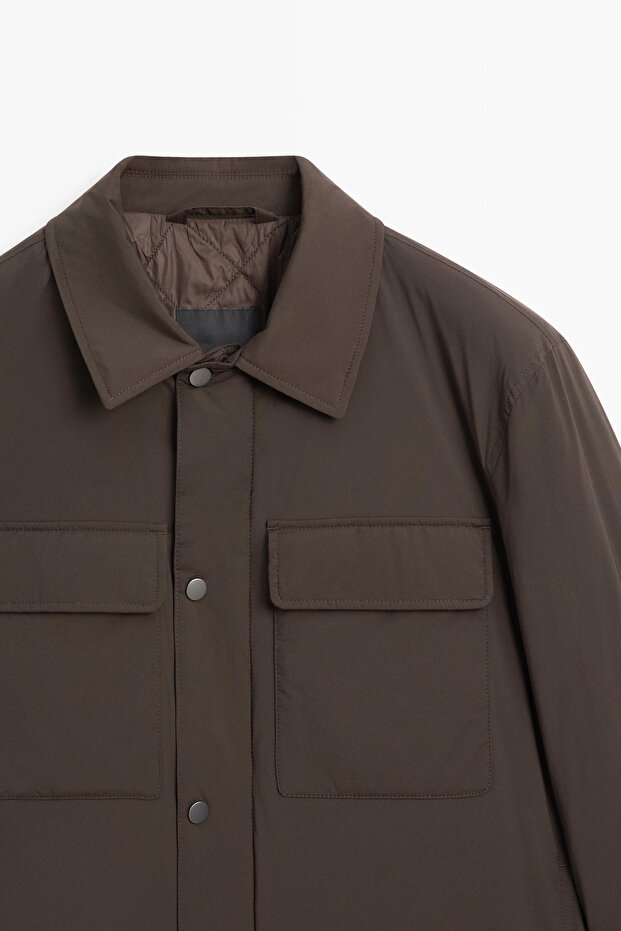 Yaka parçalı cepli ince ceket - 6