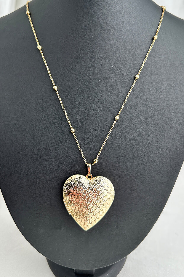 قلادة على شكل قلب مع غطاء قابل للفتح (68 سم) - 5