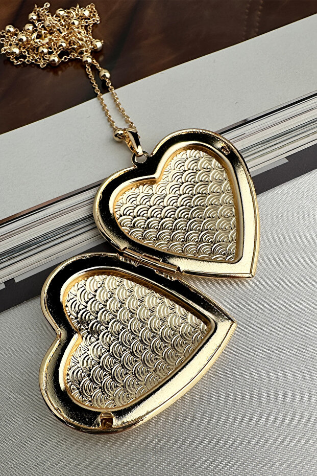 قلادة على شكل قلب مع غطاء قابل للفتح (68 سم) - 2