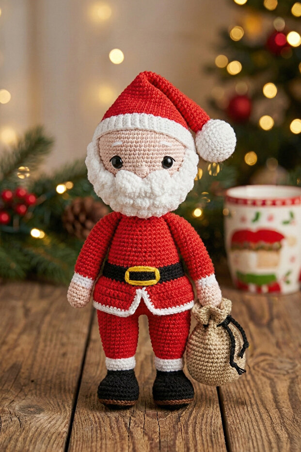 Amigurumi Knitted Toy Sleeping Companion Santa Claus