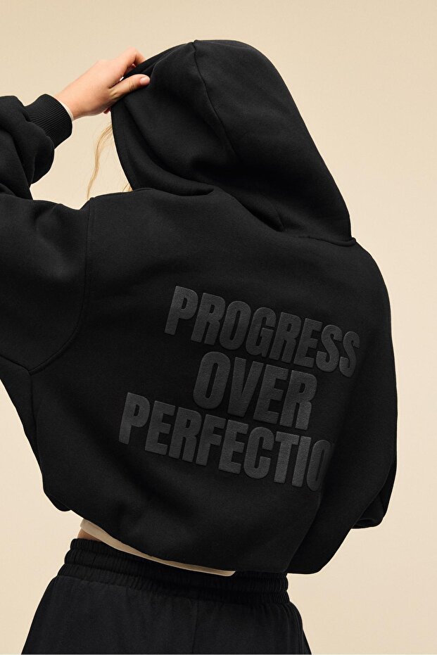 Baskılı kapüşonlu bomber sweatshirt - 3