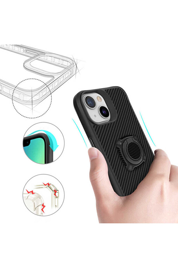 حافظة ASMA Timo متوافقة مع هاتف iPhone 13 - أسود - 3