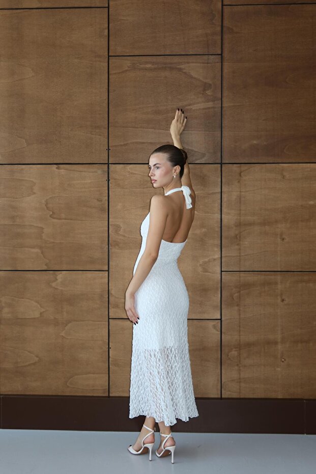 Halter Dantelli Elbise - 4