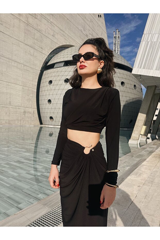 Ruby Etek Crop Takım Siyah - 4