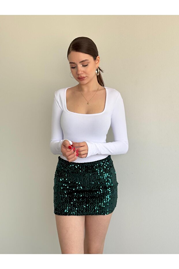 Payetli Mini Etek - 7