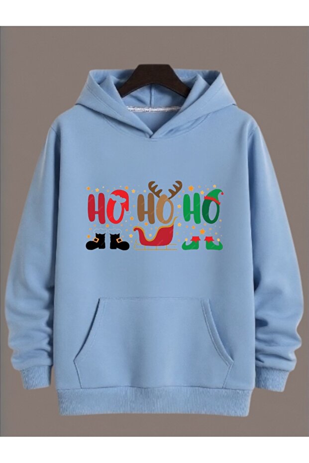 Unisex Long Sleeve Transfer Merry Christmas Hoho New Year Printed Plus Size Crew Neck Sweatshirt