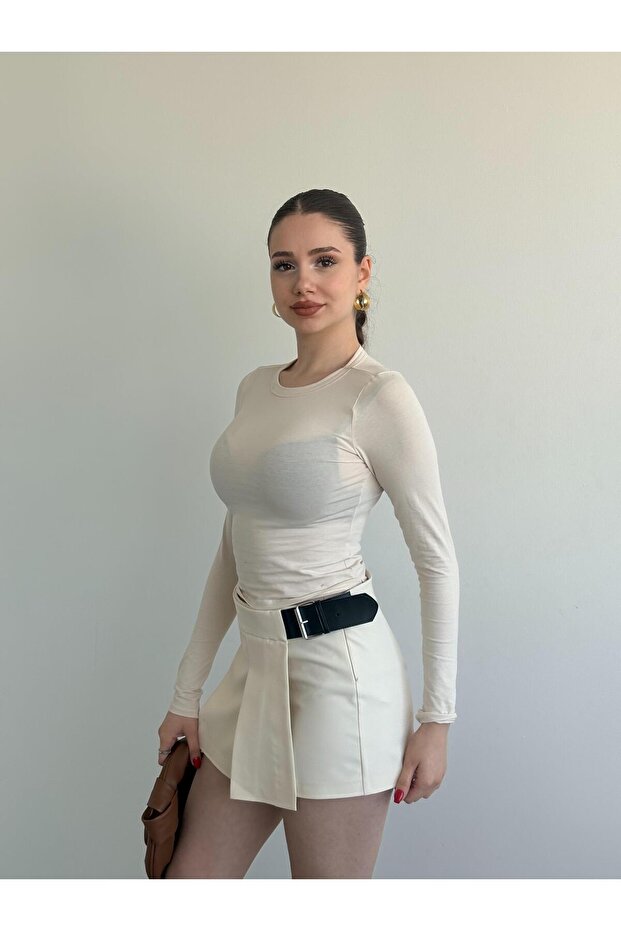 Kemerli Premium Şort Etek - 2