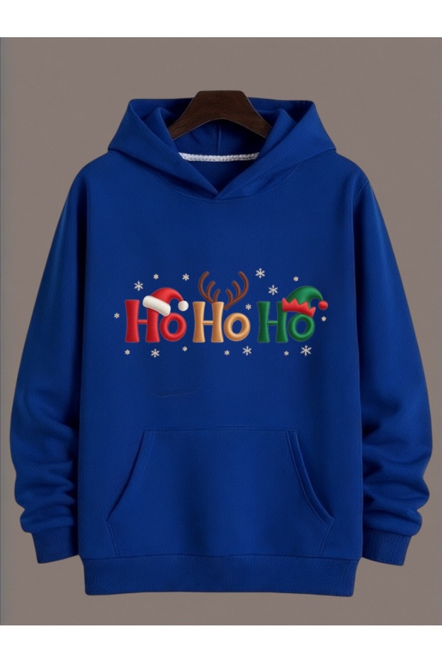 Unisex Long Sleeve Transfer Merry Christmas Ho Ho Ho Christmas Printed Crew Neck Sweatshirt