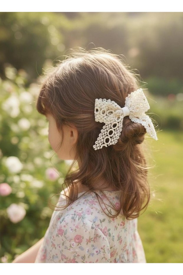 Yan Children's Buckle, Cream Chain Lace Bow, Handmade Buckle, Girls' Buckle