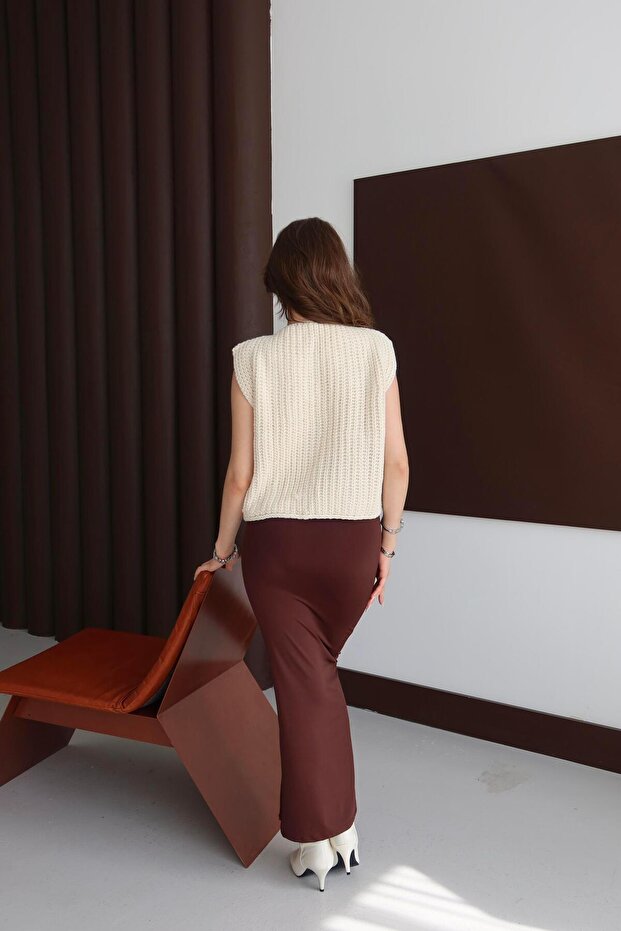 Düğme Detay Triko - 3