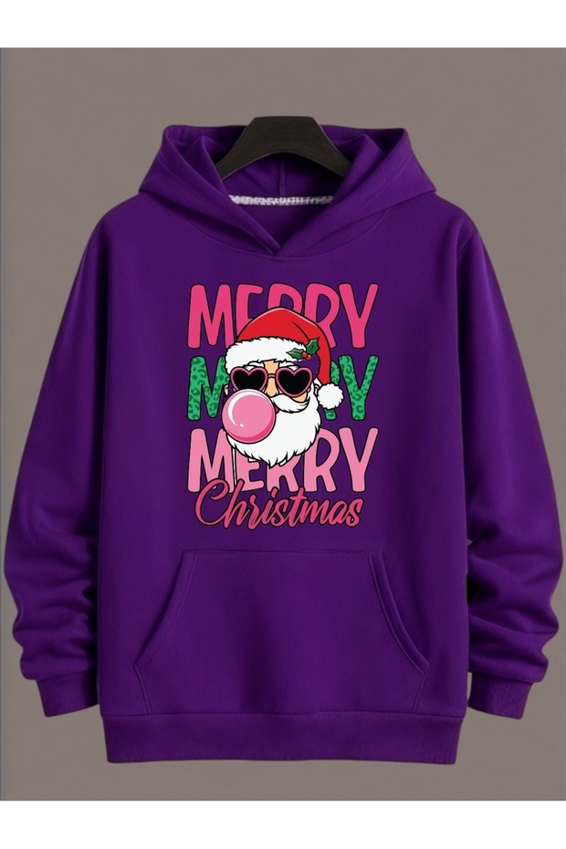 Unisex Long Sleeve Transfer Merry Christmas Christmas Printed Plus Size Crew Neck Sweatshirt