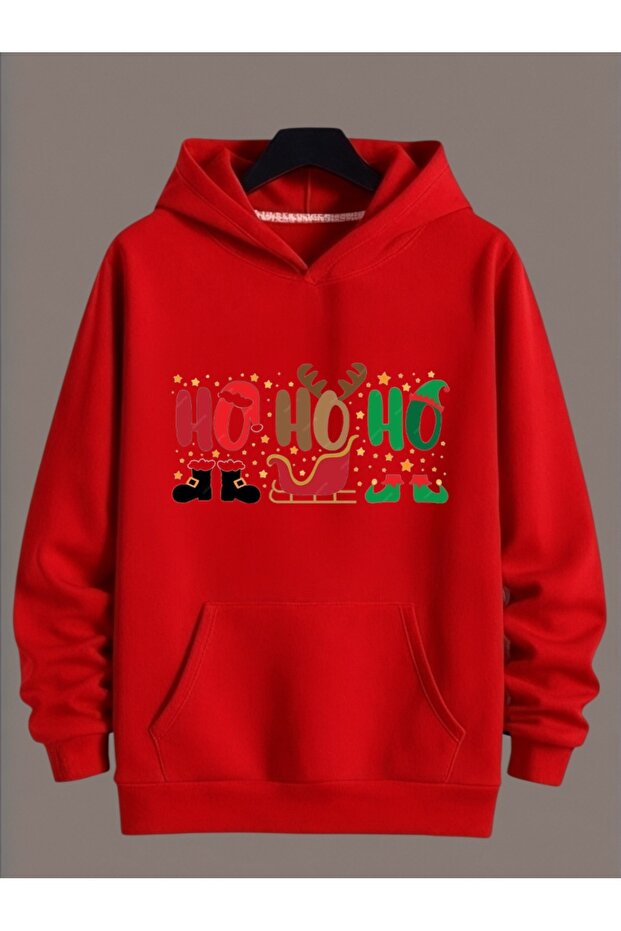 Unisex Long Sleeve Transfer Merry Christmas Hoho New Year Printed Plus Size Crew Neck Sweatshirt