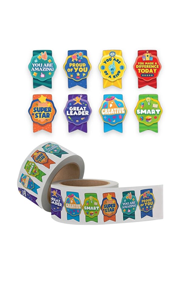 Motivational English Badges for Students - 100 Creative Stickers