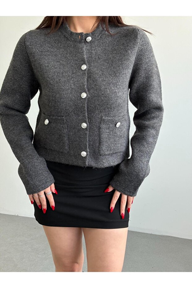 Düğmeli Triko Hırka - 3