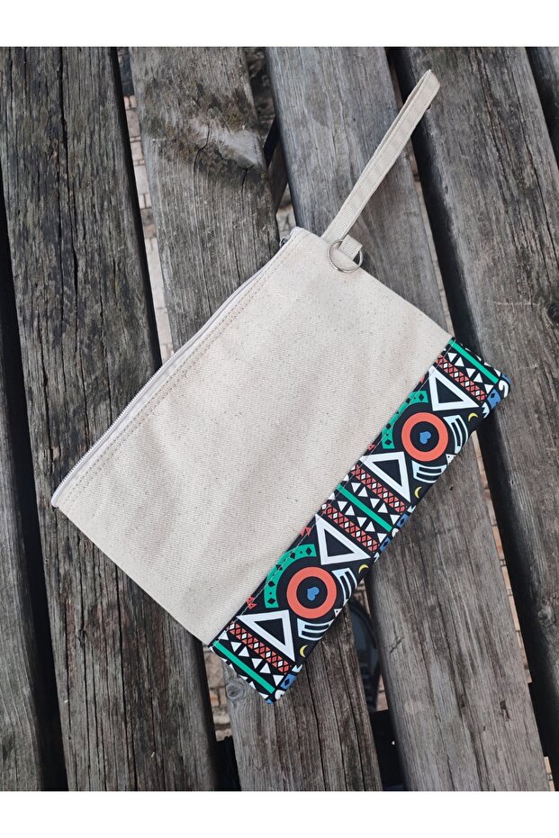 Portfolio Bag, Clutch Bag, Strap Handbag and Wallet, Natural Canvas Handbag