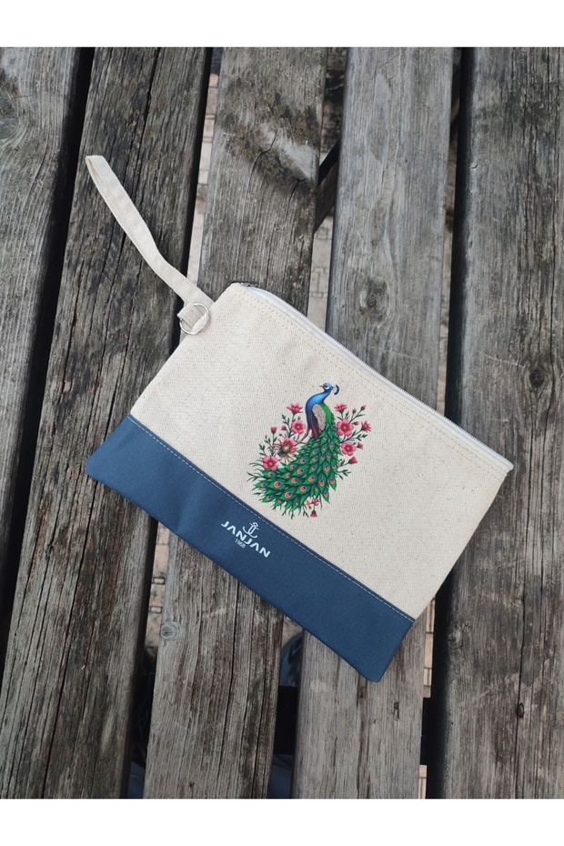 Portfolio Bag, Clutch Bag, Strap Handbag and Wallet, Natural Canvas Handbag