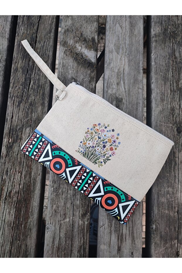 Portfolio Bag, Clutch Bag, Strap Handbag and Wallet, Natural Canvas Handbag