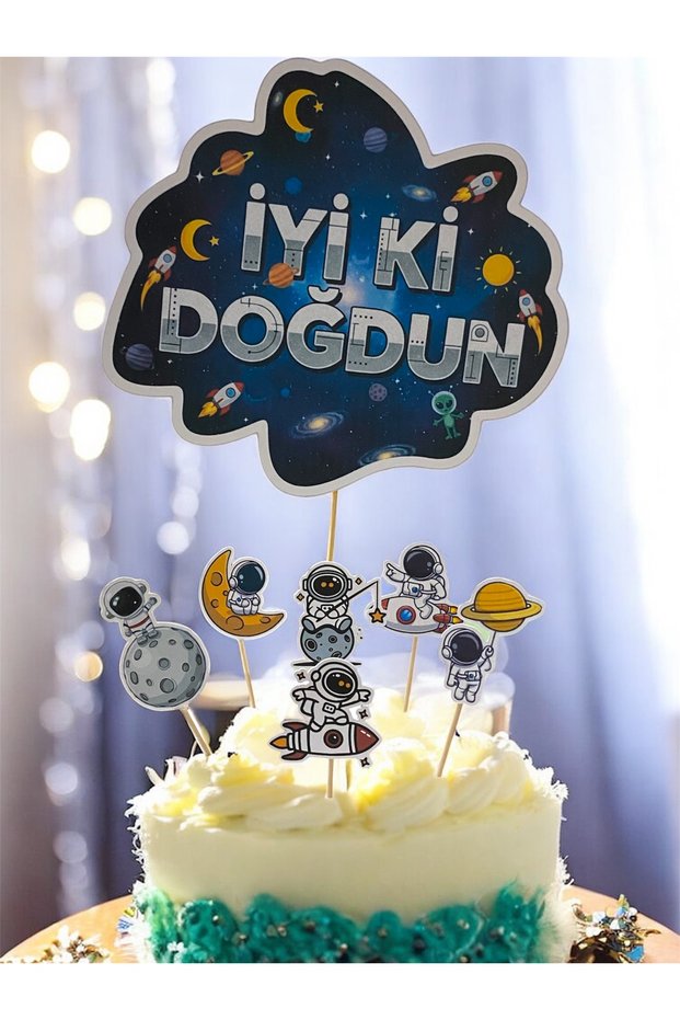 Space Themed Birthday Concept - Space Themed Cake Topper - Astronaut Themed Cake Topper