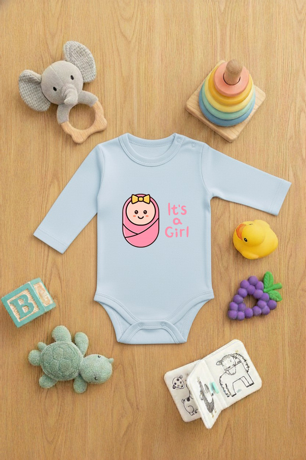 Zıbın Baby Snap-On Printed Cute Bodysuit It's a Girl Printed