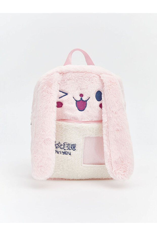 Plush Girl's Backpack with Rabbit Figure