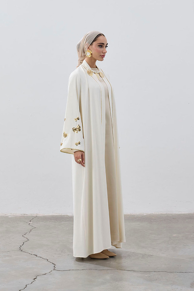 PULLU KELEBEK ŞERİT ABAYA - 5