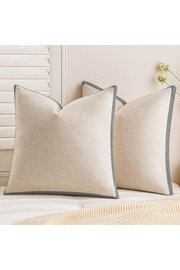 Loop Yarn Linen-Like Cushion Cover 45x45 cm, Set of 2 - Grey