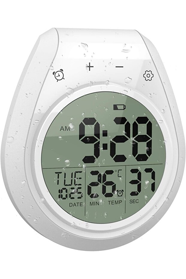 Waterproof Digital Shower Timer Clock with LCD, Temperature, Countdown, Suction Cup