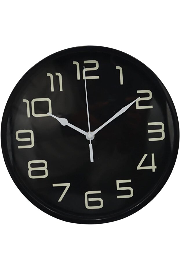 Black Wall Clock with Luminous Numbers