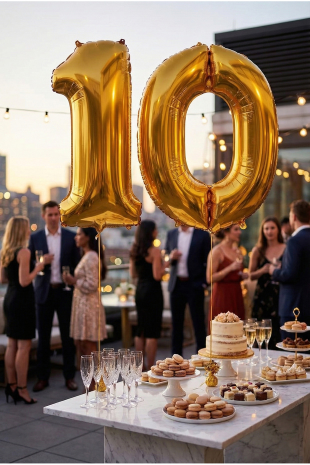 Giant Size Gold Yellow Number Foil Balloon 76 cm - Shiny Number Balloon - Birthday Anniversary Party Decoration