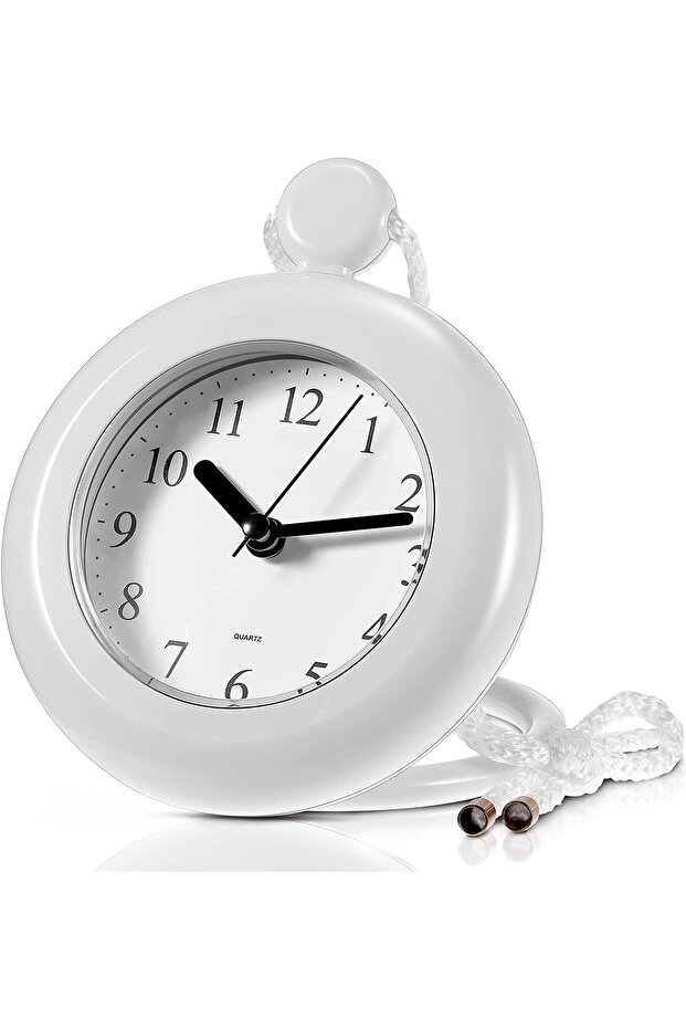 Bathroom Hanging Waterproof Shower Wall Digital Clock - White, Rope-Hung, Small
