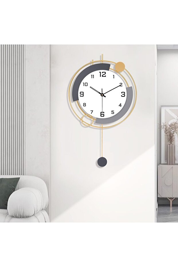 Large Wall Clock with Pendulum Silent Quartz, Battery Operated 16x25.6 inch