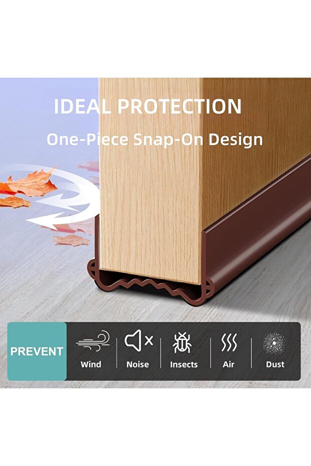 Door Draft Stopper, 100 cm Cuttable Under Door Draft Blocker (Brown) - 3