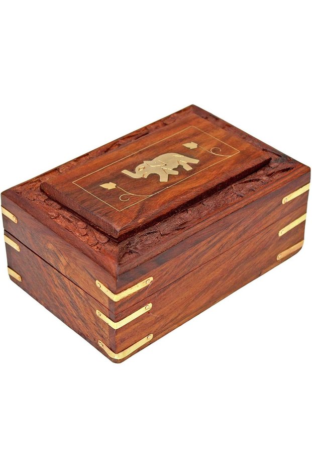 Wooden Jewelry Box, Storage Box with Carving Work (6X4), Vintage Box