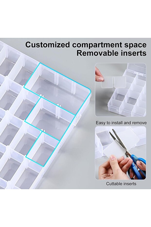 36 Grids Plastic Organizer Box with Dividers (2 Pack)