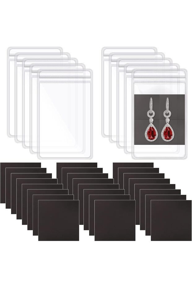 Anti-Tarnish Strips & Clear Jewelry Bags, 50 Strips + 50 Sealable Bags, 2.8 x 4 in (100 Piec