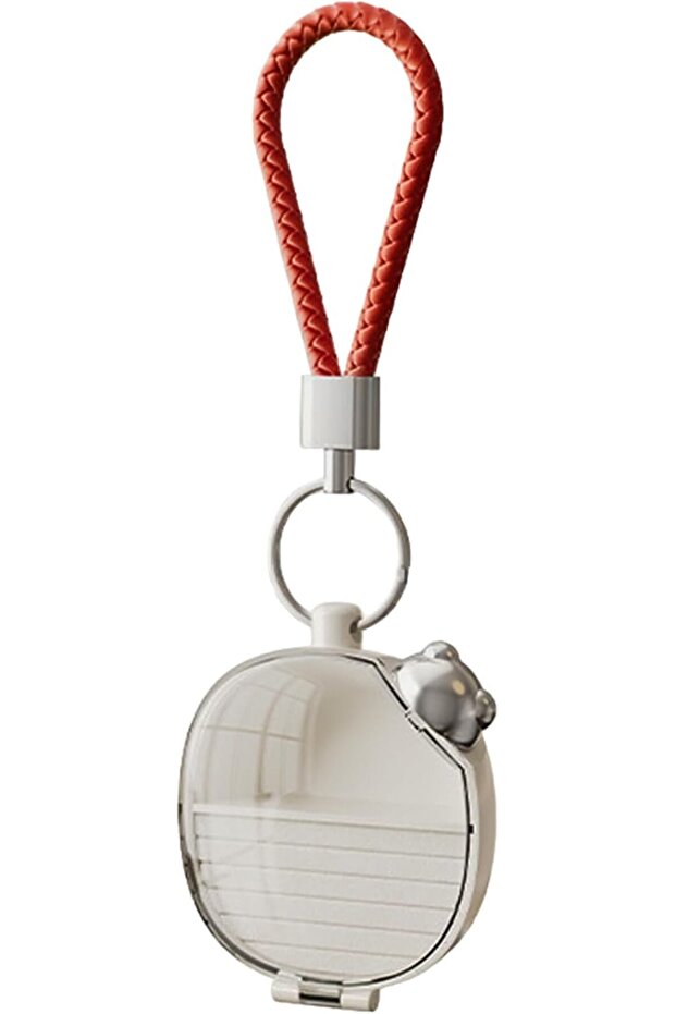 Portable Travel Jewelry Organizer Box with Keychain (Transparent, Pearl Velvet Interior)