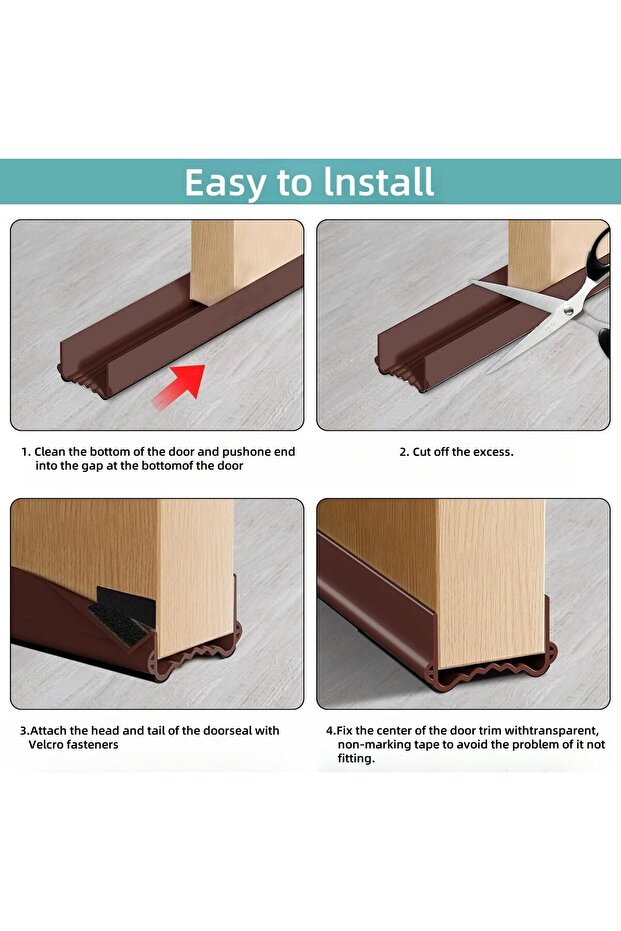 Door Draft Stopper, 100 cm Cuttable Under Door Draft Blocker (Brown) - 7