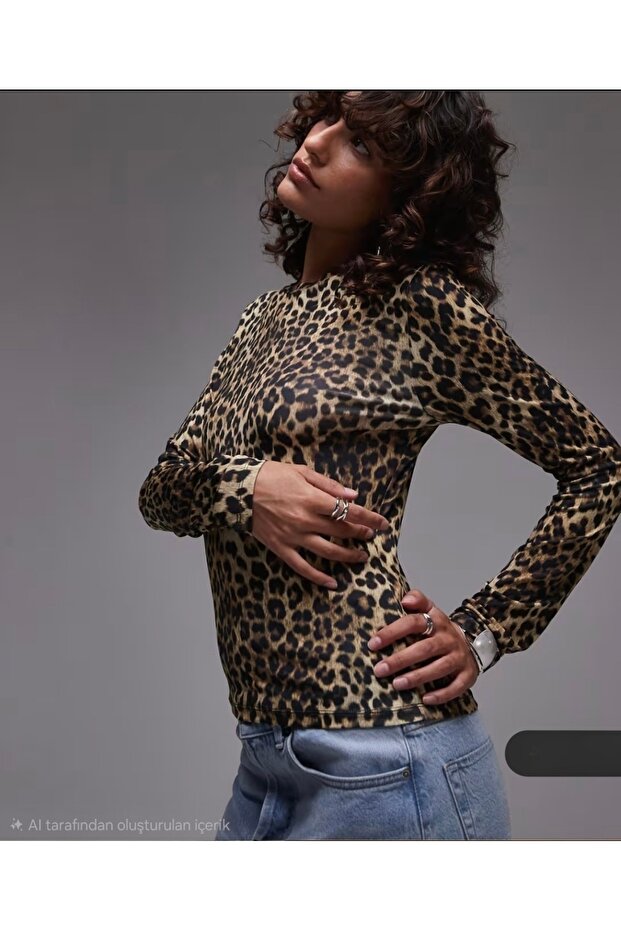 BLOUSE WITH LEOPARD PATTERN AT THE NECK - 3