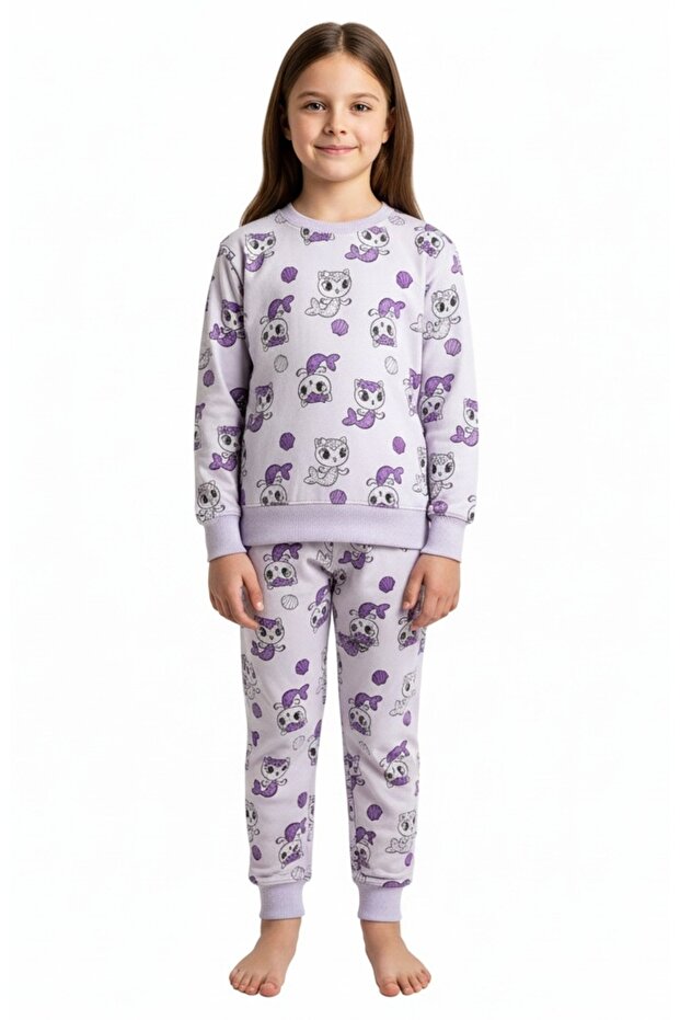 Girl's 4,5,6,7,8,9 Years Old Three Thread Sh Fleece-Lined Winter Tracksuit Set