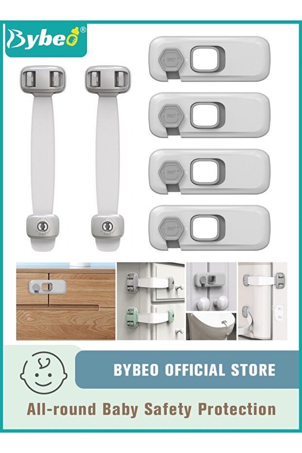 6-Piece Baby Safety Locks, Kids Security Locks Set, Adjustable Children Safety Locker for Freezer, C