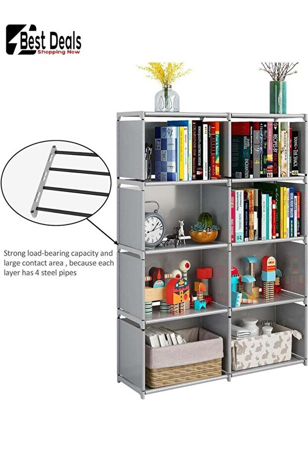 Living Room Bedroom Rental Storage Bookshelf, Multi-Function Storage Rack, Bookshelf, Stackable Asse - 5